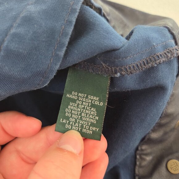 Ralph Lauren Womens Shiny Blue Jean Jacket Size XL Button Up Pockets Outdoors - Picture 6 of 9